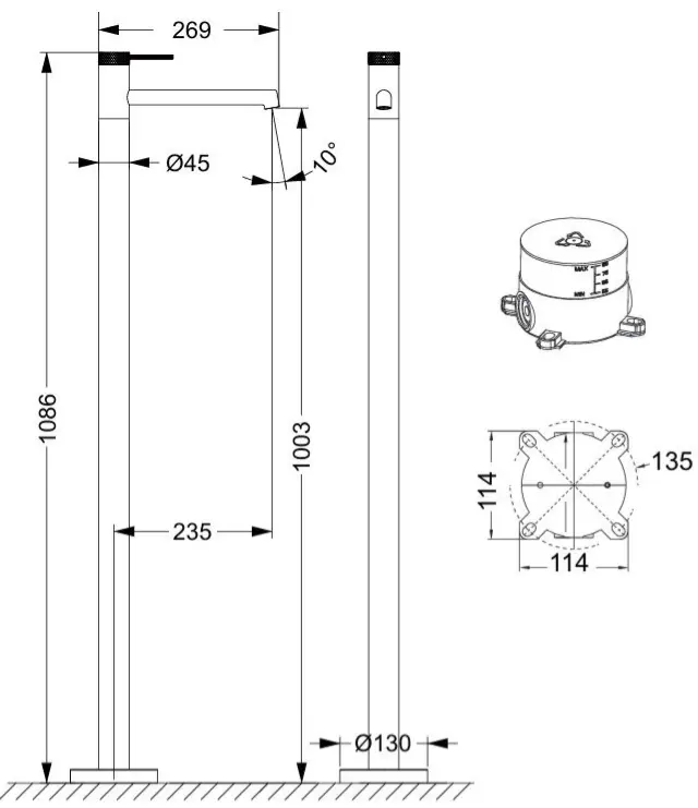 Смеситель Vincea VFBF-2R1GM, латунь, цвет стальной купить,534000