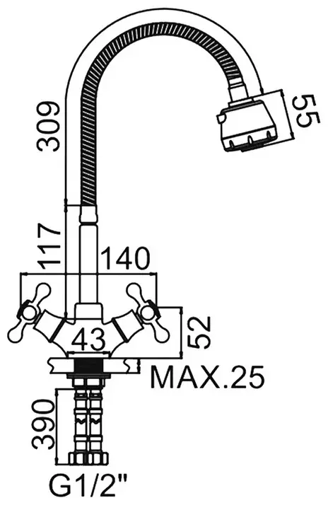 Смеситель для кухни LEDEME L4319-3, цинк, цвет хром купить,19300