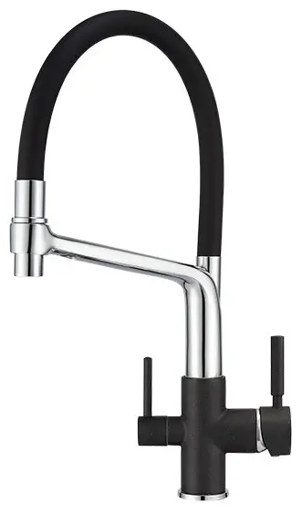 Смеситель с гибким изливом GRANULA 0083 , латунь, цвет черный - ForteMarket Смеситель с гибким изливом GRANULA 0083 , латунь, цвет черный купить,155500