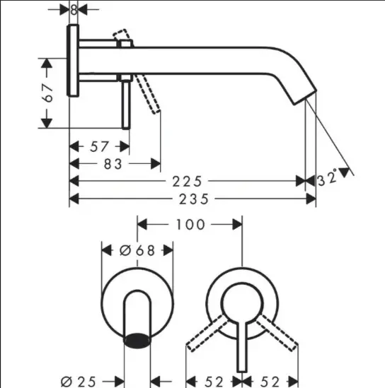 Смеситель Hansgrohe Tecturis S 73351670, латунь, цвет черный купить,309100