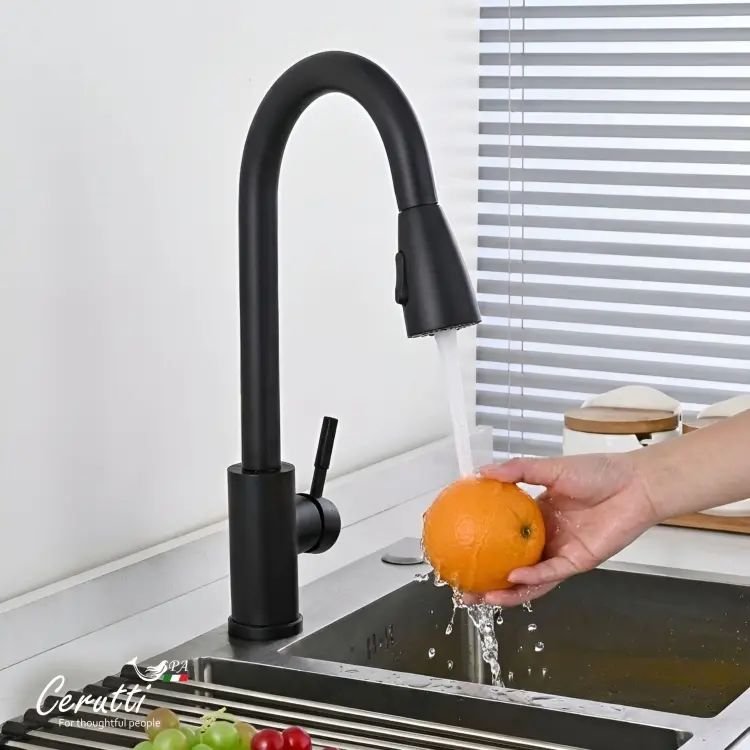 Смеситель Cerutti SPA CT12107, нержавеющая сталь, цвет черный