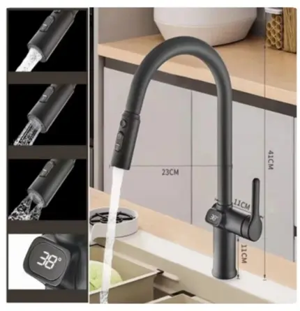Смеситель для кухни ESKO K15B LED, латунь, цвет черный купить,107739