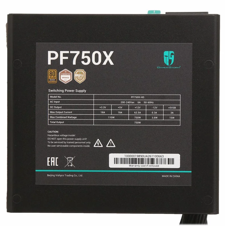 Блок питания DeepCool GamerStorm PF750X ATX 750В