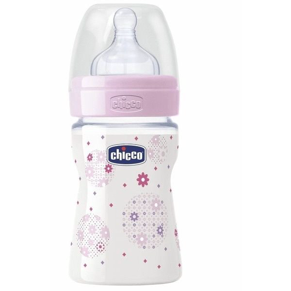 Бутылочка Chicco Well Being 150 мл 0+ розовая купить,NaN