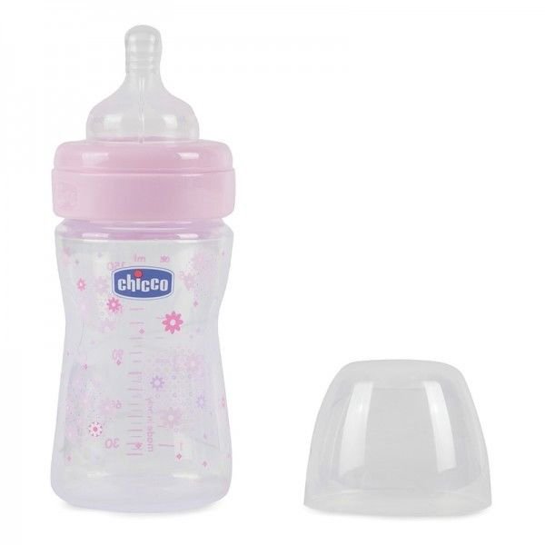 Бутылочка Chicco Well Being 150 мл 0+ розовая купить,NaN