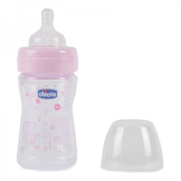 Бутылочка Chicco Well Being 150 мл 0+ розовая купить,NaN