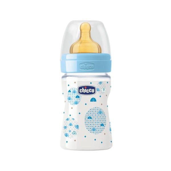 Бутылочка Chicco Well Being Ironic 150 мл голубая купить,NaN