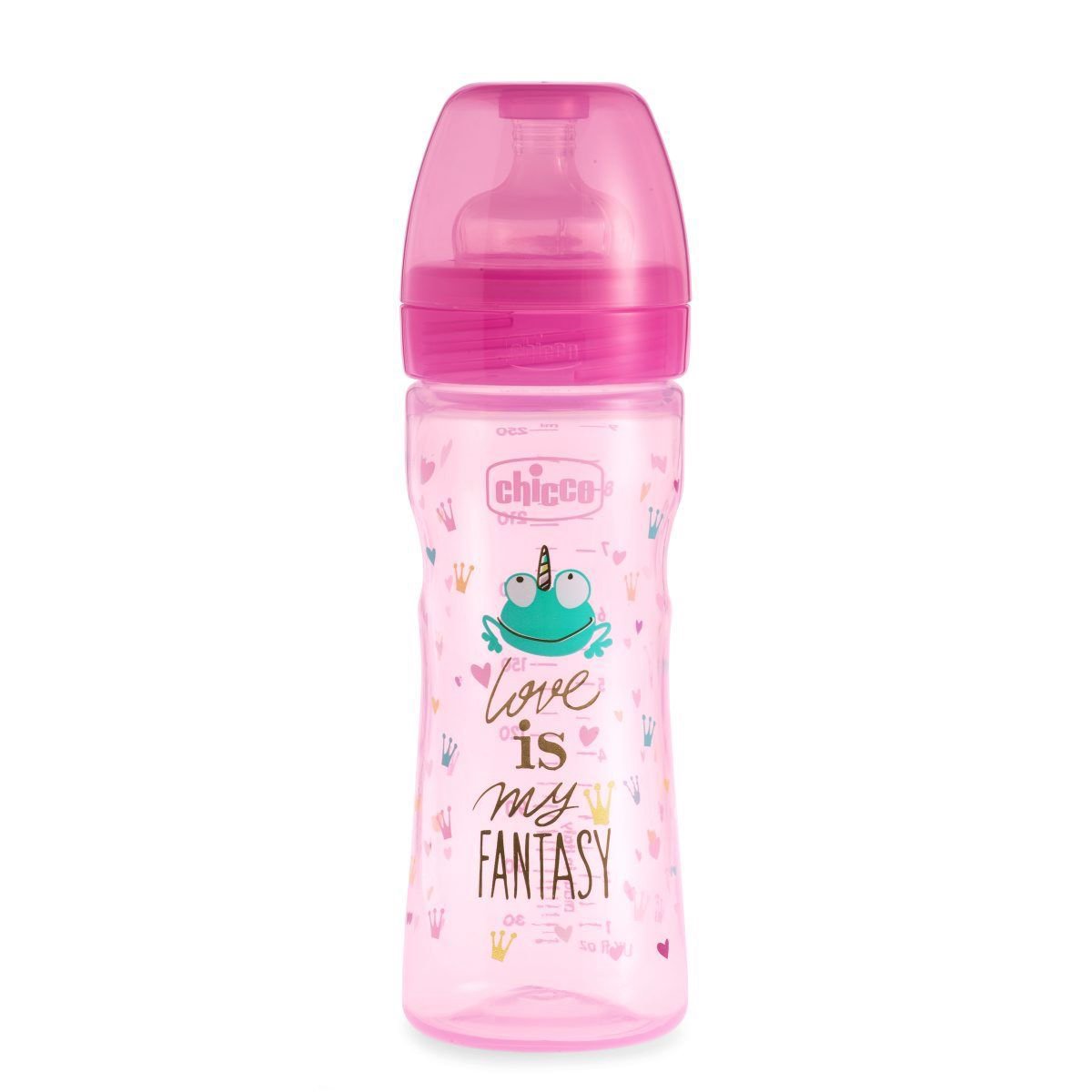 Бутылочка Chicco Well Being Fantastic Love 250 мл 2м+ розовая купить,NaN