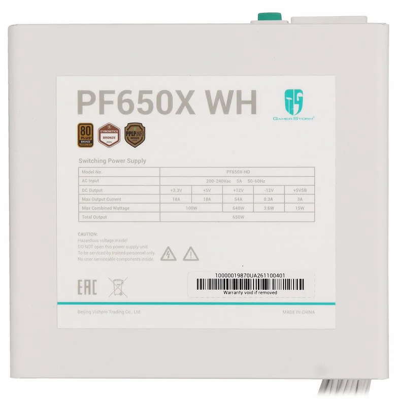 Блок питания DeepCool GamerStorm PF650X 650W White