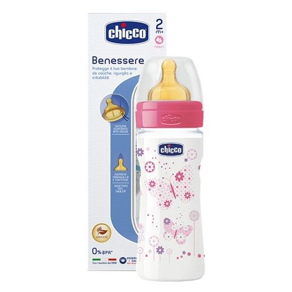 Бутылочка Chicco WellBeing Adj Girl 250мл розовая купить,NaN