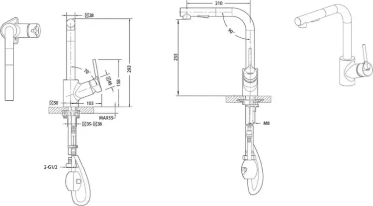 Смеситель BRAVAT F7172217CP-ENG, латунь, цвет хром