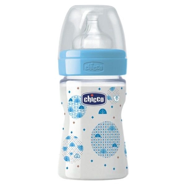 Бутылочка Chicco Well Being 150мл голубая  купить,NaN