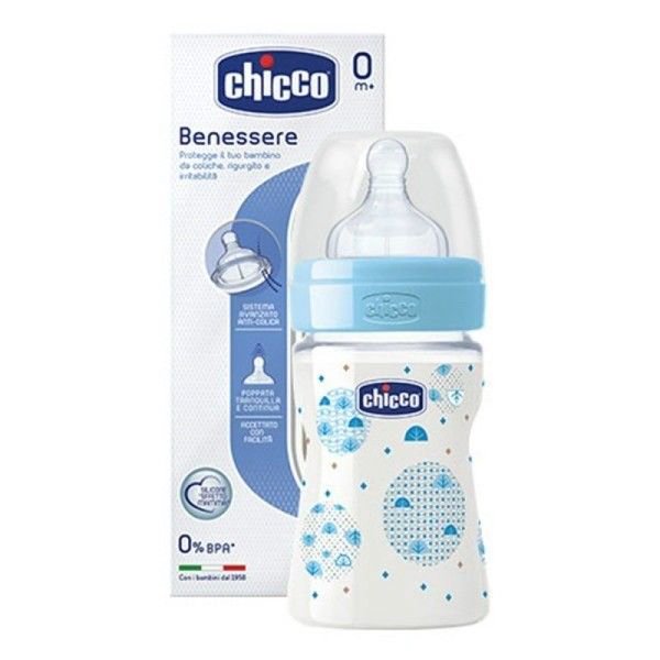 Бутылочка Chicco Well Being 150мл голубая  купить,NaN