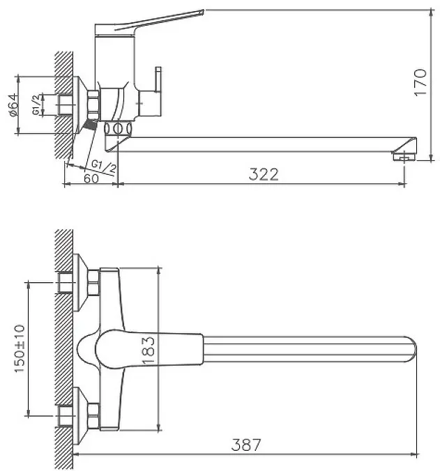 Смеситель для ванны Haiba HB22572, однозахватный