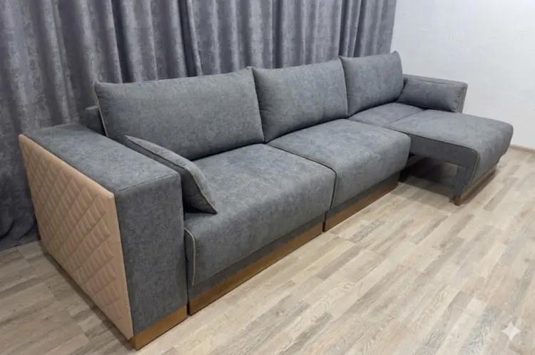 Диван Кубо, 360х120 см, обивка букле, серый купить,NaN
