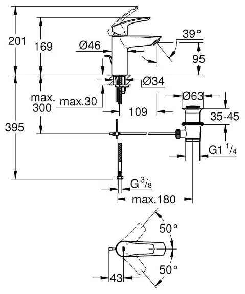 Смеситель для раковины (умывальника) Grohe Eurosmart 2021, однозахватный купить,NaN