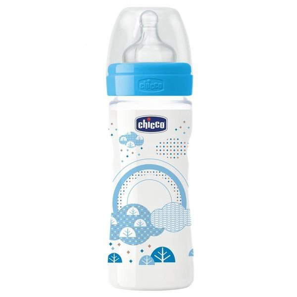 Бутылочка Chicco WellBeing Adj Boy 250мл 2+ силикон голубая купить,NaN