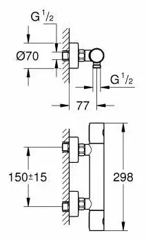 Смеситель для душа Grohe Grohtherm 800 Cosmopolitan 34765000, двухзахватный купить,147124