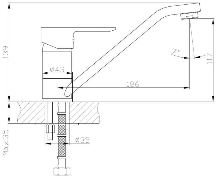 Смеситель для кухни CETUS CSKS47130112C, латунь, цвет хром купить,20300