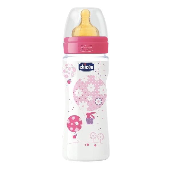 Бутылочка Chicco WellBeing 330мл розовая купить,NaN