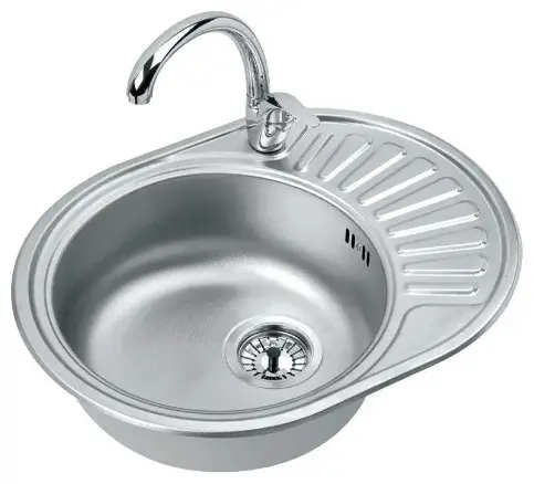 Кухонная мойка ЕС-457R 57х45х15 см, нержавеющая сталь, тон серебристый