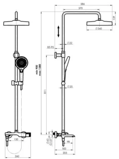 Rubineta душевой набор (гарнитур) RAINFALL + COSYTHERMO-10 (SW) 625148