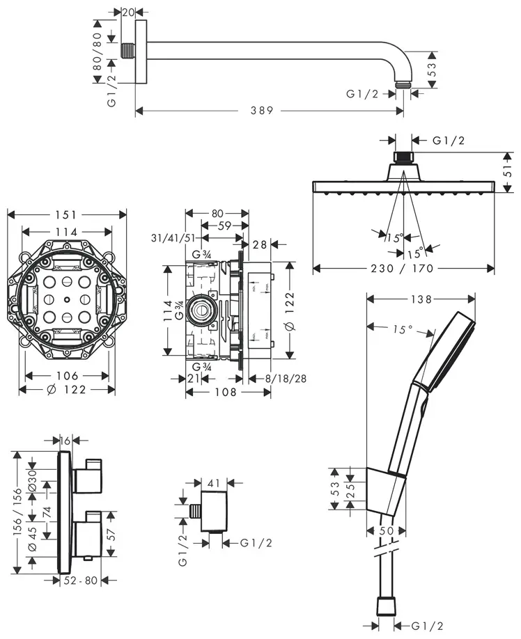 Hansgrohe лейка для душа (без шланга) Pulsify Select 24303670