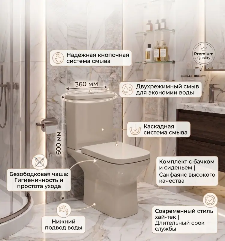 Унитаз Saniteco SW-135P, санфарфор