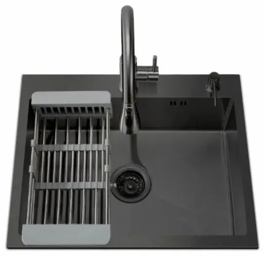 Кухонная мойка Cerutti SPA GLORIA50B nano black 50х50х22 см, нержавеющая сталь, тон графитовый