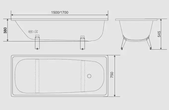 Ванна прямоугольная Optima L-1700 170x70 см, сталь