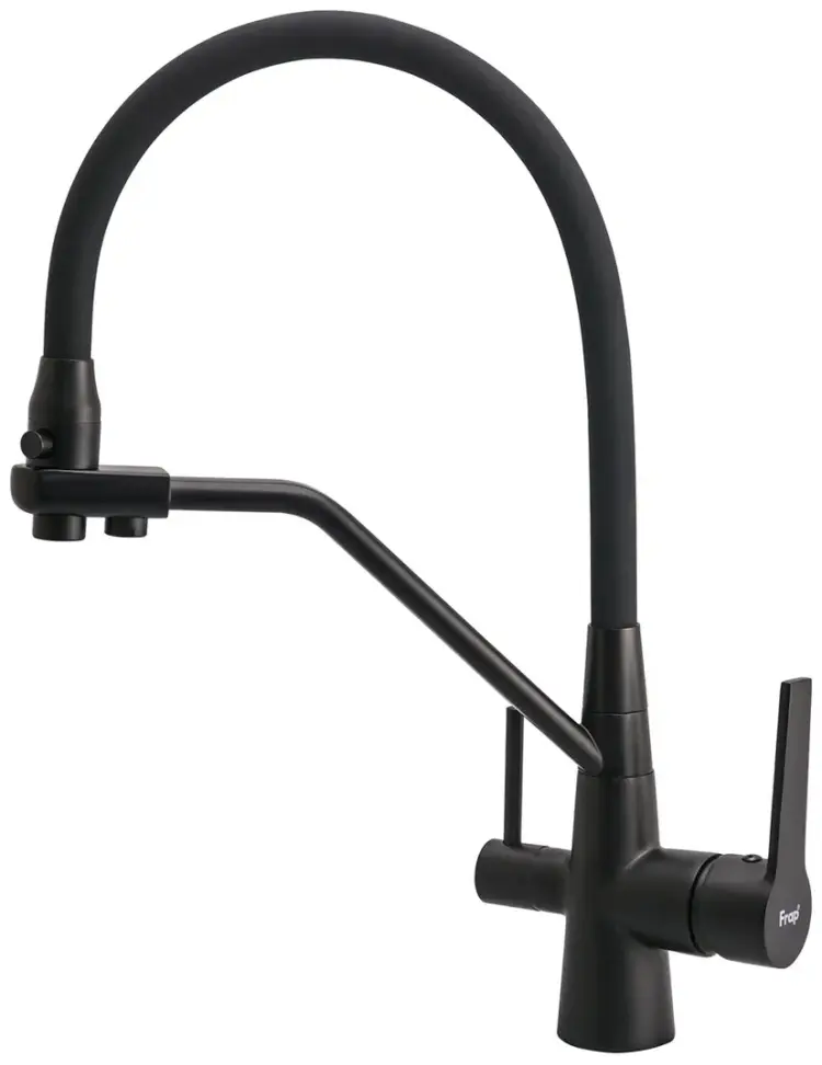 Смеситель с гибким изливом Frap F4374-6, латунь, цвет черный купить,NaN