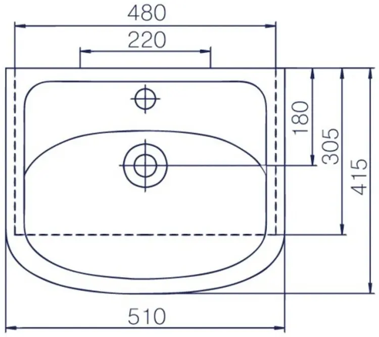 Раковина ROSA Уют 500 накладная полукруглая 51х44.5 см, фарфор