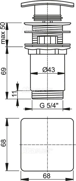 Донный клапан с переливом Alcaplast A393 43 мм