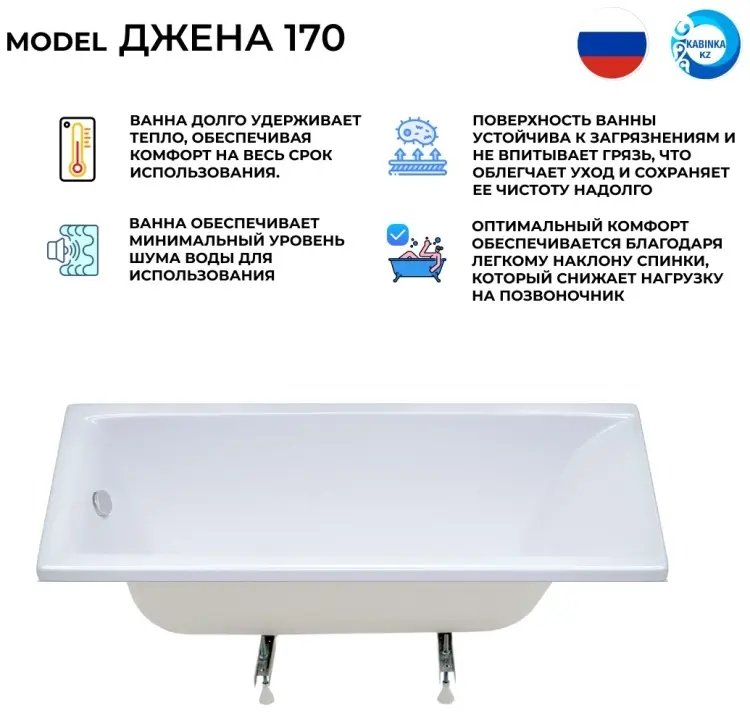 Ванна KABINKA.KZ Джена 170x70 см, акрил