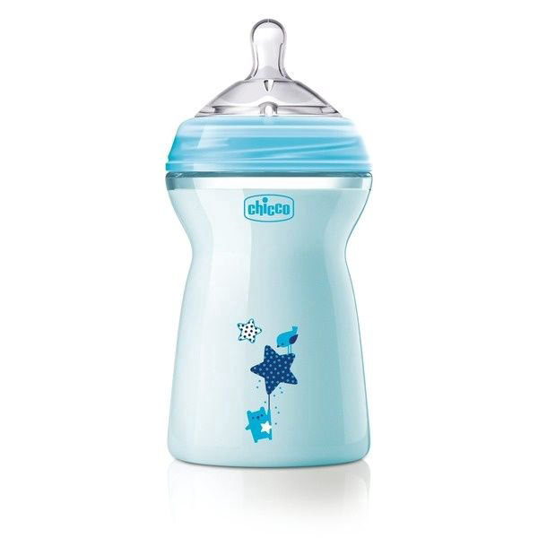 Бутылочка Chicco Natural Feeling 330мл голубая  купить,NaN