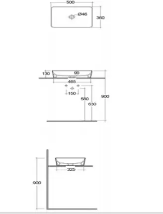 Раковина Rak Ceramics Feeling FEECT5000504A накладная прямоугольная 36х50 см, фарфор