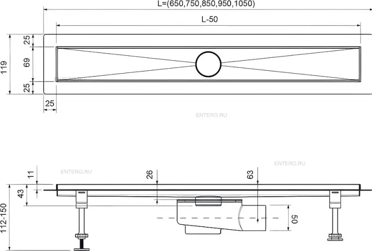 Timo трап Drain System 1000 (105х11.9 см) купить,NaN