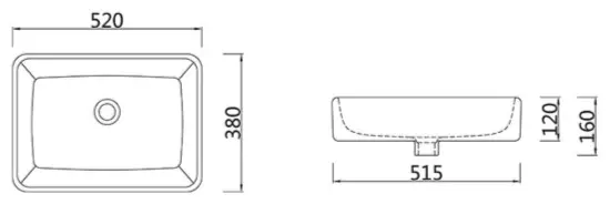 Раковина SSWW CL3153 накладная прямоугольная 38х52 см, фарфор