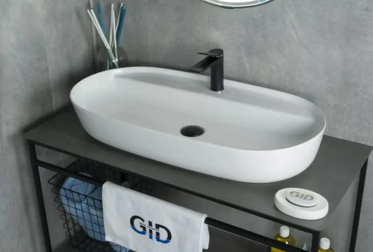 Раковина GID-ceramic N9347 накладная овальная 81х41 см, керамика