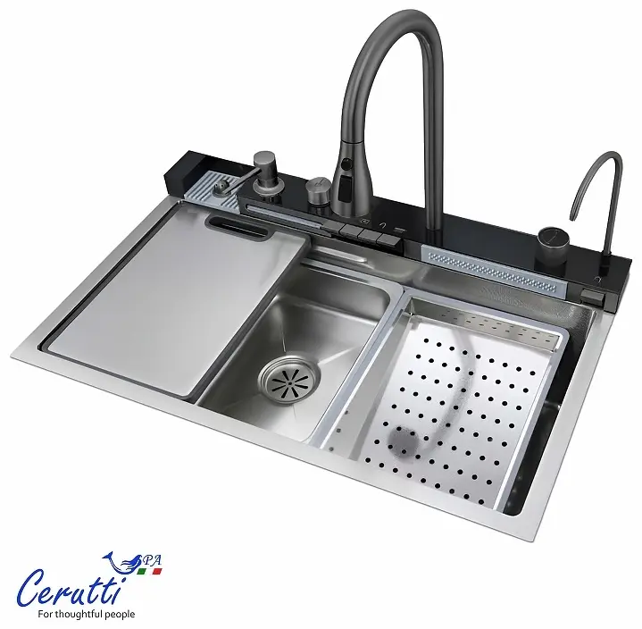 Кухонная мойка Cerutti SPA GLORIA nano embos 46х75х23 см, нержавеющая сталь, тон алюминиум купить,NaN