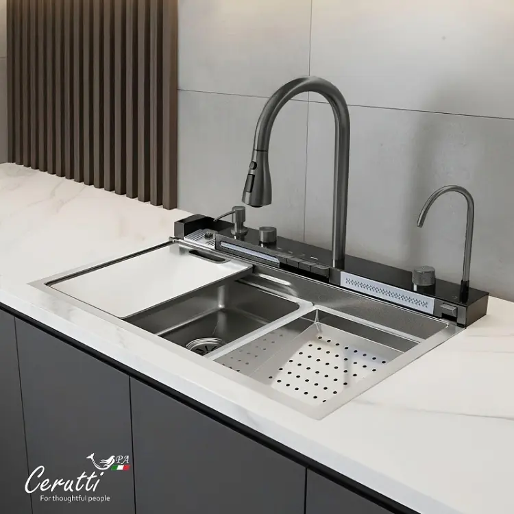 Кухонная мойка Cerutti SPA GLORIA nano embos 46х75х23 см, нержавеющая сталь, тон алюминиум купить,NaN
