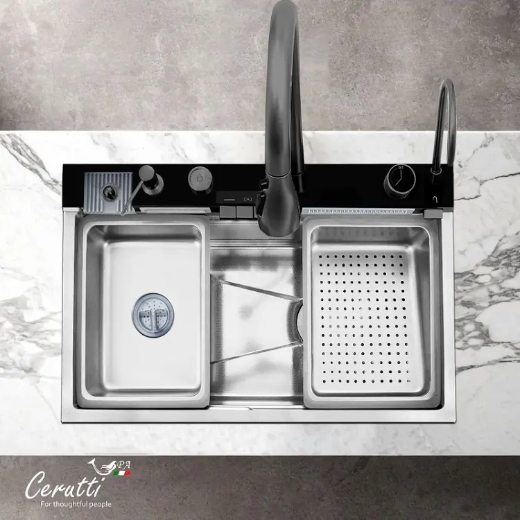 Кухонная мойка Cerutti SPA GLORIA nano embos 46х75х23 см, нержавеющая сталь, тон алюминиум купить,NaN