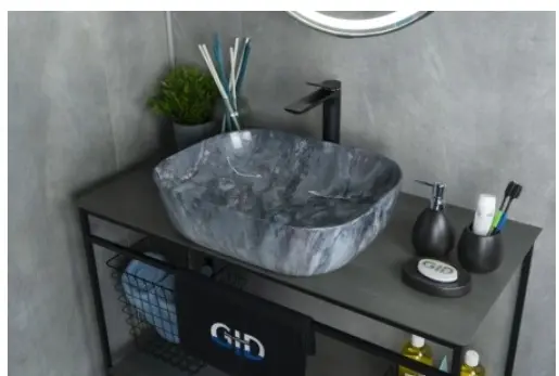 Раковина GID-ceramic K397G124 накладная прямоугольная 50х40 см, керамика купить,NaN