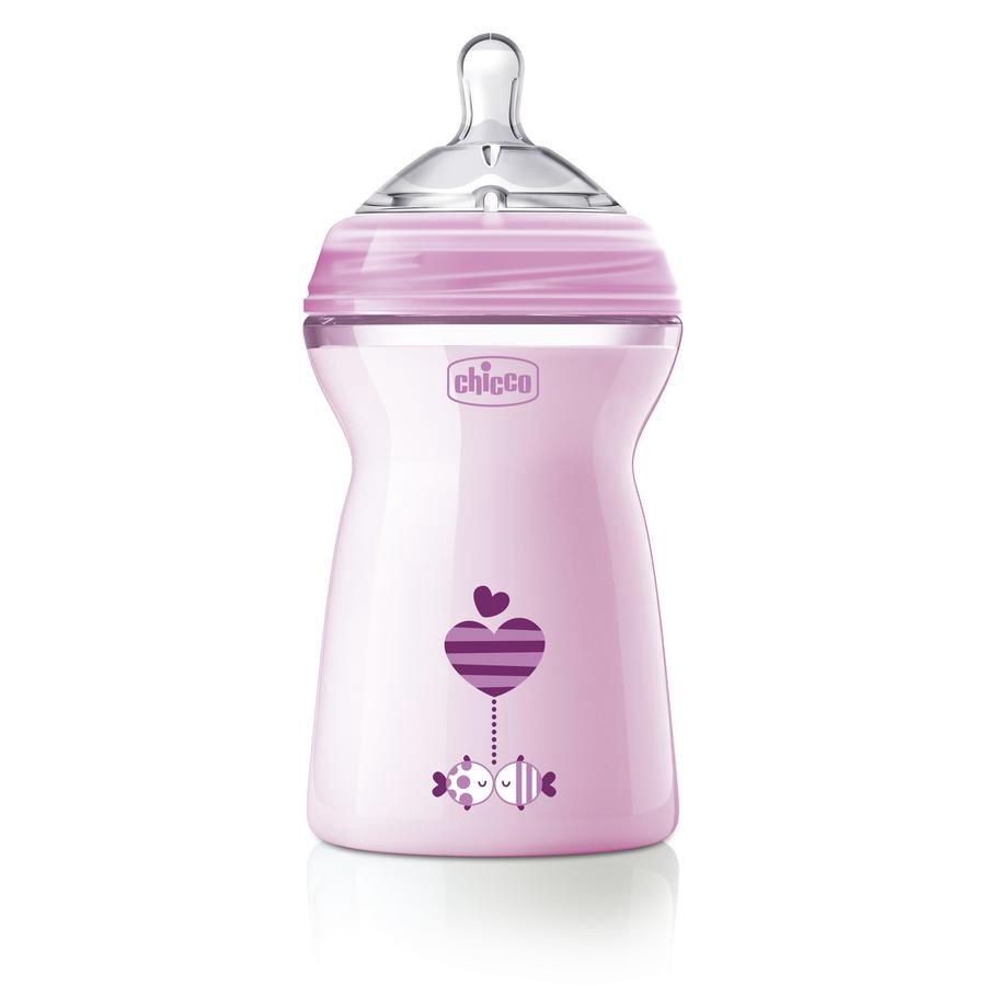 Бутылочка Chicco Natural Feeling 330мл розовая купить,NaN