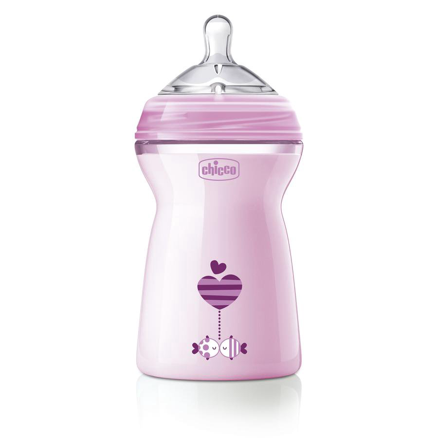 Бутылочка Chicco Natural Feeling 330мл розовая купить,NaN
