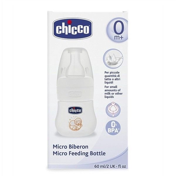 Бутылочка Chicco Micro 60 мл 0м+ белая купить,NaN