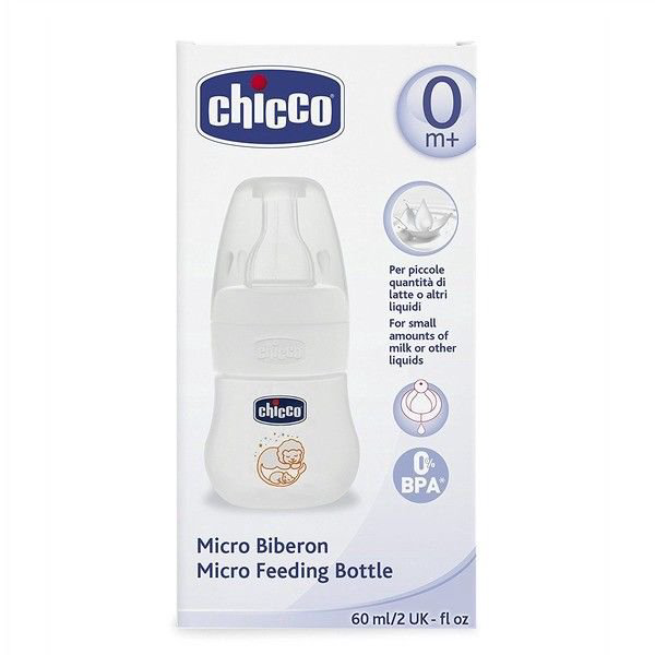 Бутылочка Chicco Micro 60 мл 0м+ белая купить,NaN