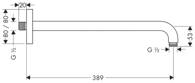 Hansgrohe держатель для душа 389х20 мм 27446000, латунь