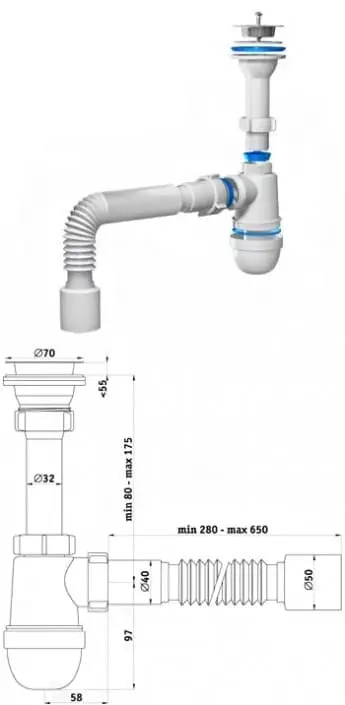 Сифон АНИ пласт C0510 / 350517 50 мм купить,NaN