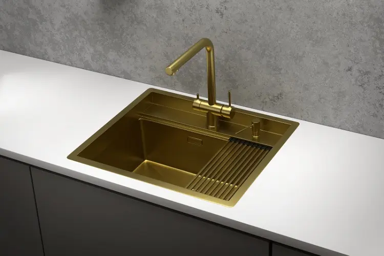 Кухонная мойка GRANULA KITCHEN SPACE KS-6051 60х51х24.5 см, нержавеющая сталь, тон золотистый